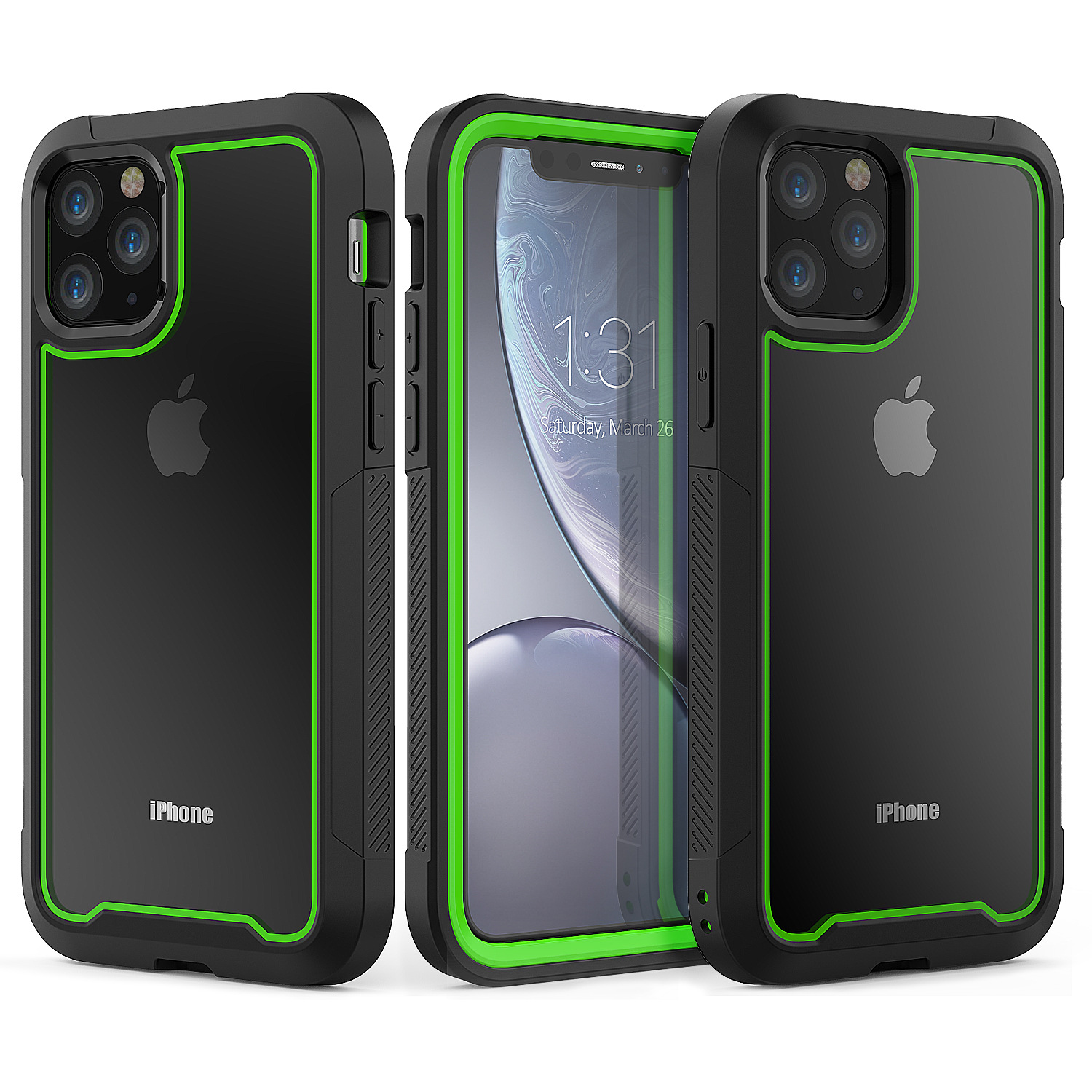 iPHONE 11 Pro (5.8in) Clear Dual Defense Case (Green)